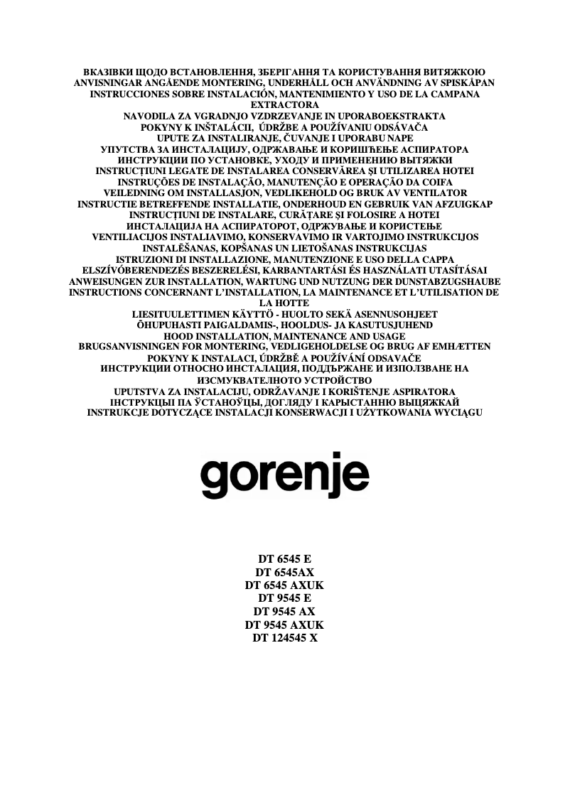Page n°1 - Manuel utilisateur Gorenje DT6545E
