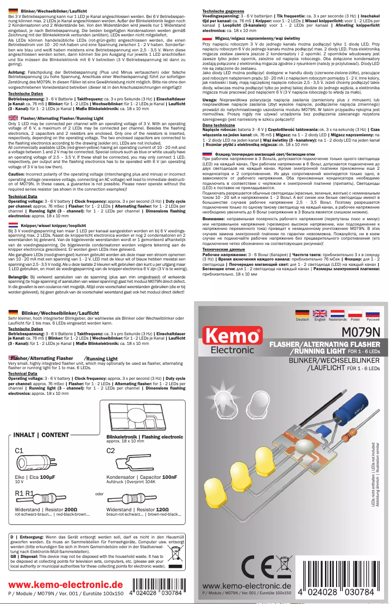 Page 1 de la notice Manuel utilisateur Kemo M079N