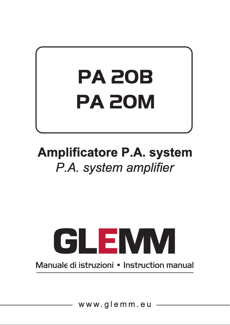 Page n°1 - Manuel utilisateur Glemm PA 20B