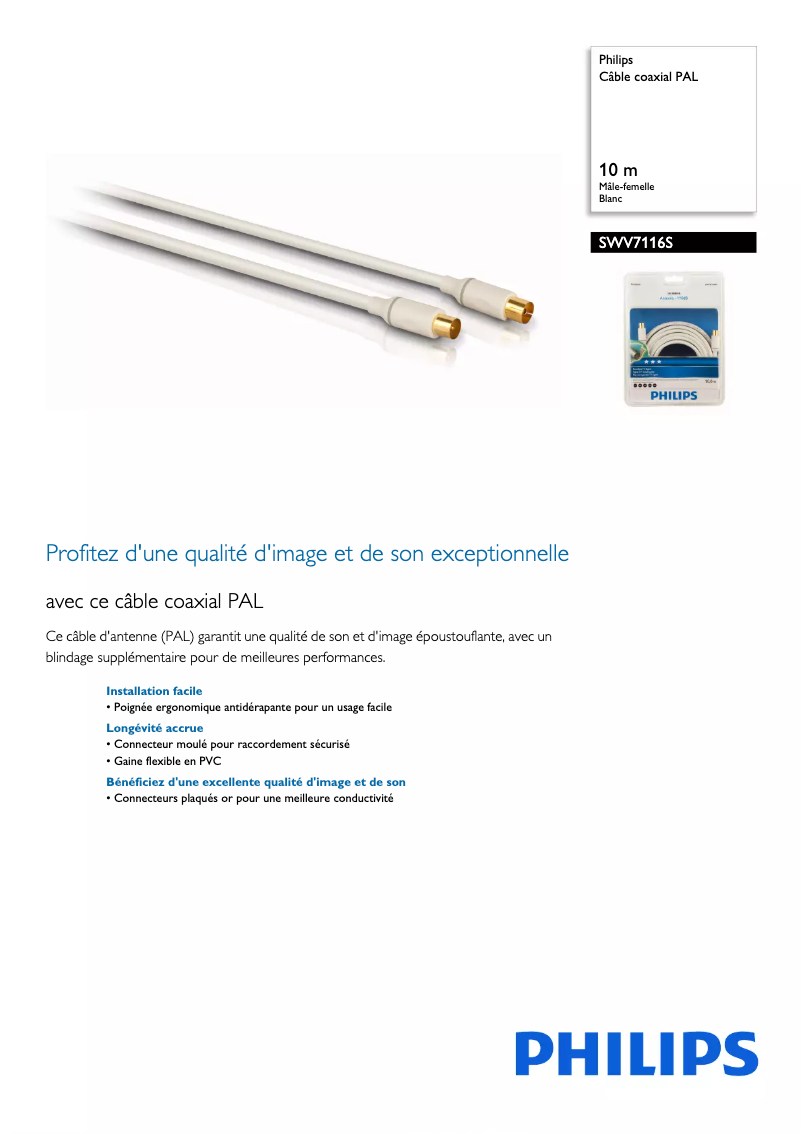 Page 1 de la notice Fiche technique Philips SWV7116S