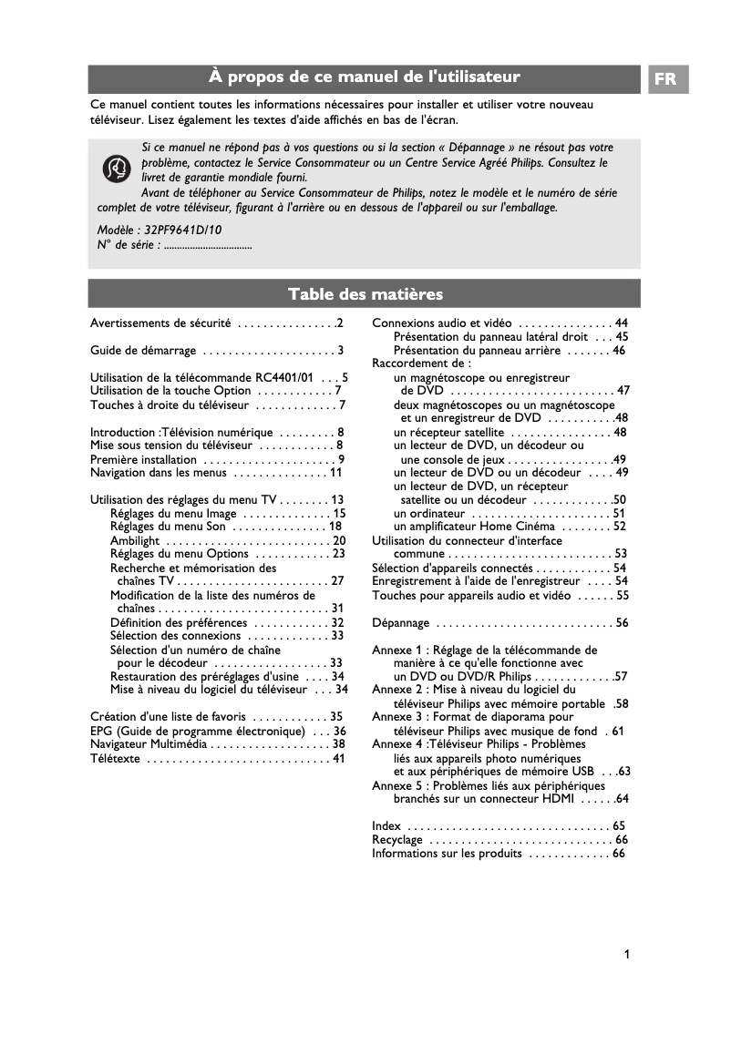 Página 1 del manual Manual de usuario Philips Cineos 32PF9641D