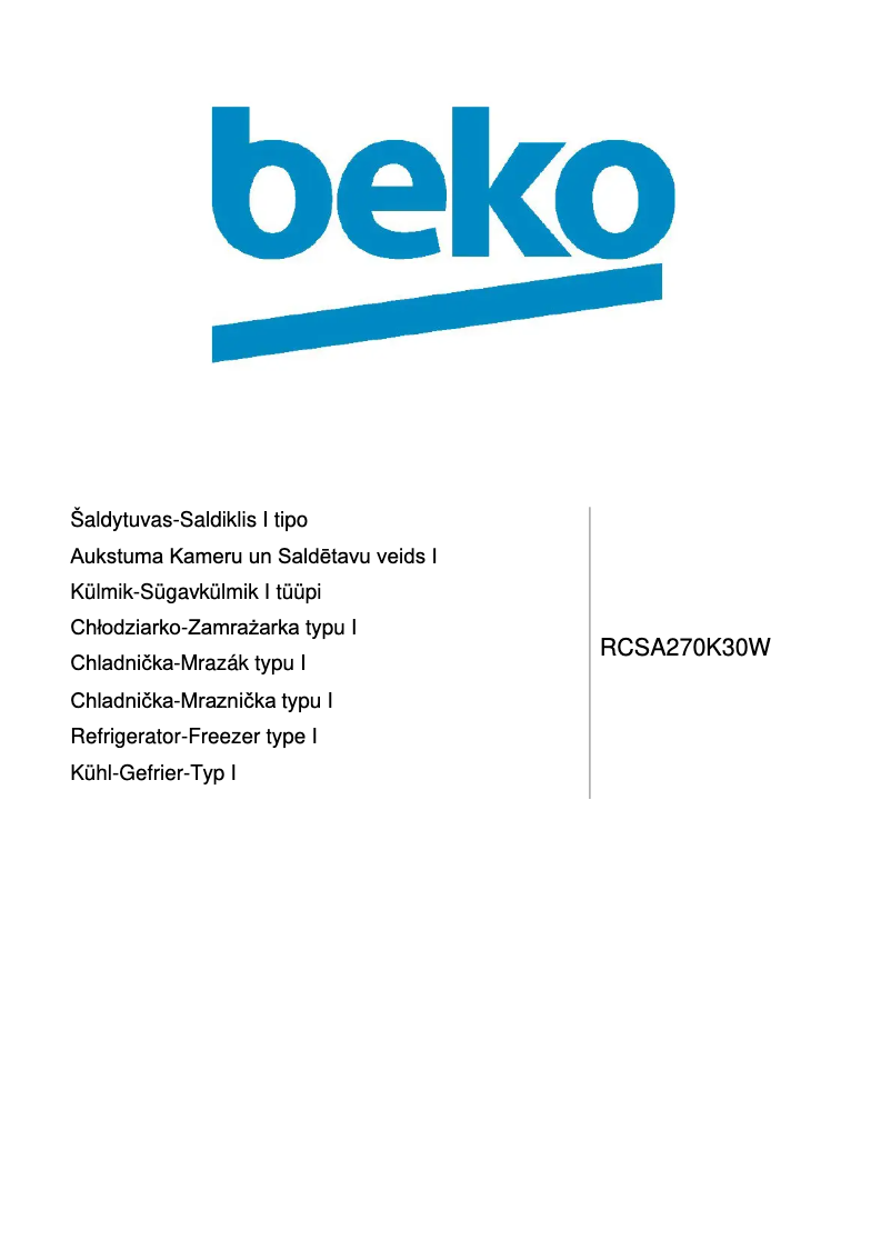 Page 1 de la notice Manuel utilisateur Beko RCSA270K30W