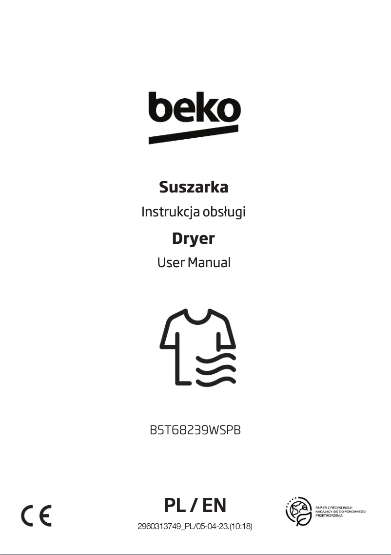 Image de la première page du manuel de l'appareil B5T68239WSPB