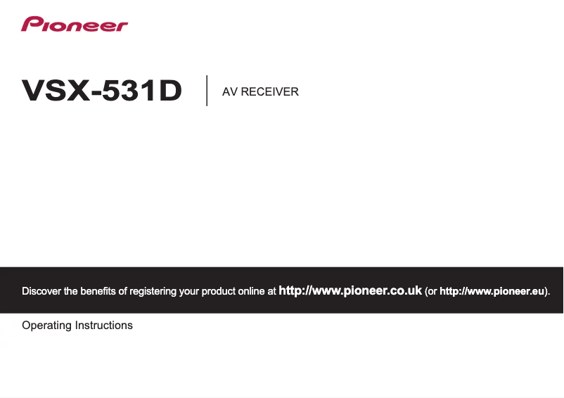 Page n°1 - Manuel utilisateur Pioneer VSX-531D-B