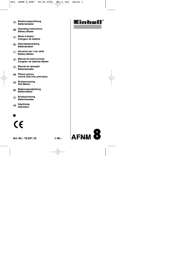 Page 1 de la notice Manuel utilisateur Einhell BT-BC 8