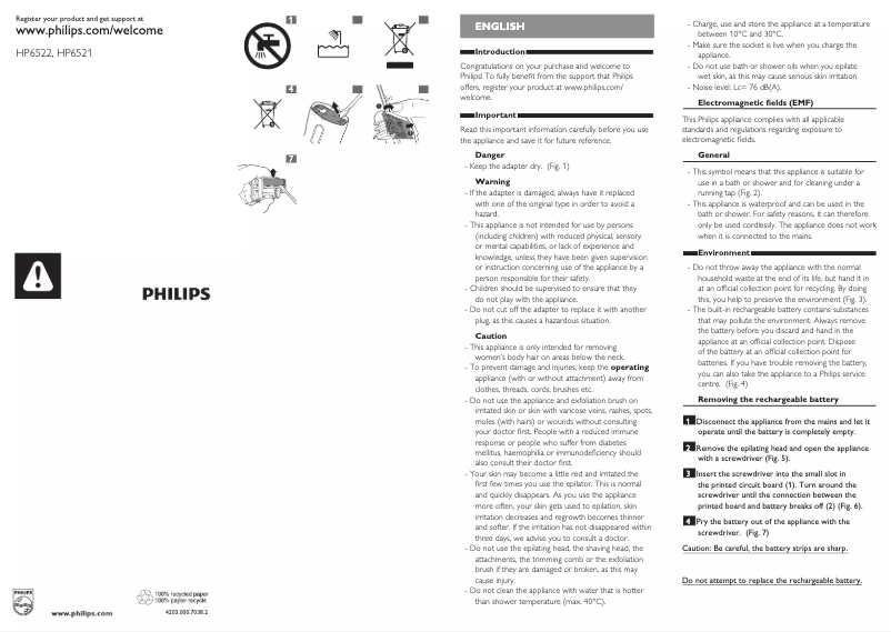 Página 1 del manual Manual de usuario Philips SatinSoft HP6522