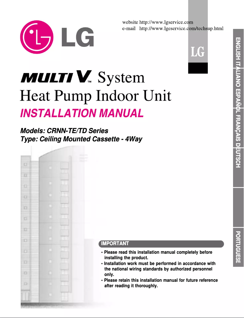 Page n°1 - Guide d'installation LG CRNN186TEA0