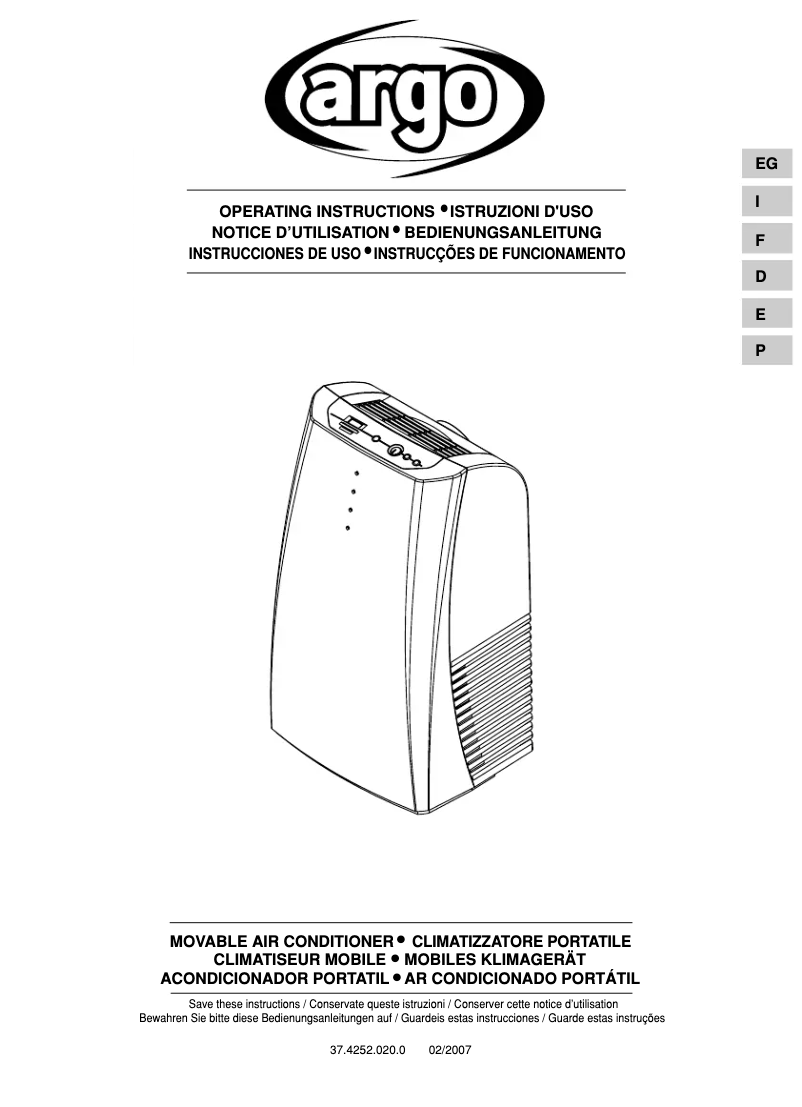 Page n°1 - Manuel utilisateur Argoclima Mythiko