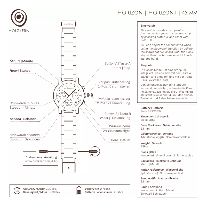 Page 1 de la notice Manuel utilisateur Holzkern Streulicht