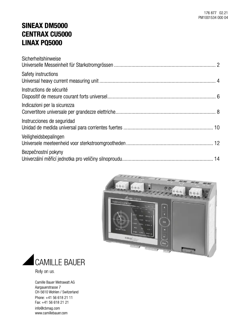 Image de la première page du manuel de l'appareil SINEAX DM5000