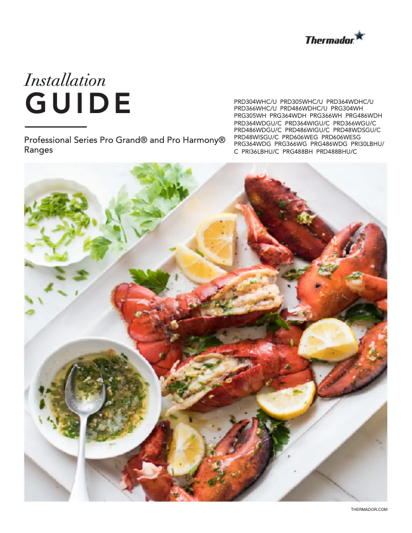 Page 1 de la notice Guide d'installation Thermador PRD606WESG