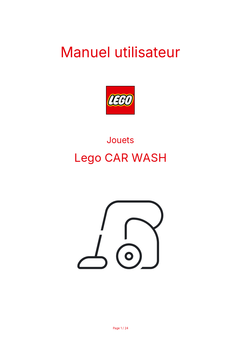 Page n°1 - Manuel utilisateur Lego CAR WASH