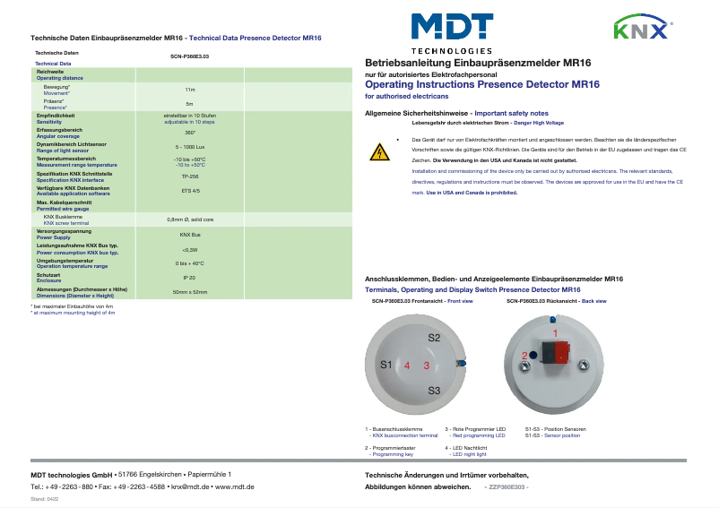Page 1 de la notice Manuel utilisateur MDT SCN-P360E3.03