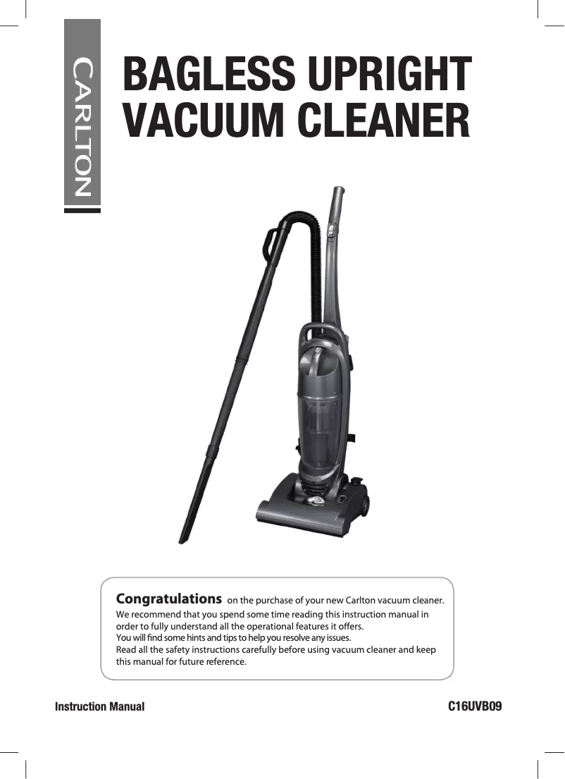 Page 1 de la notice Manuel utilisateur Carlton C16UVB09