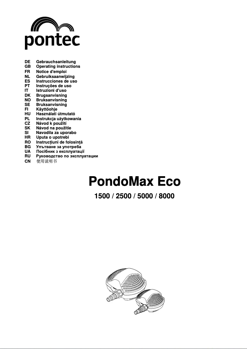 Image de la première page du manuel de l'appareil PondoMax Eco 8000