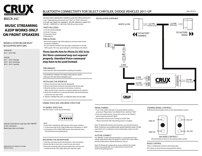 Page 1 de la notice Manuel utilisateur CRUX BEECR-35C