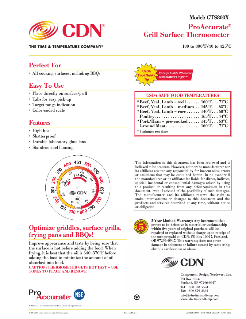 Page n°1 - Manuel utilisateur CDN ProAccurate GTS800X