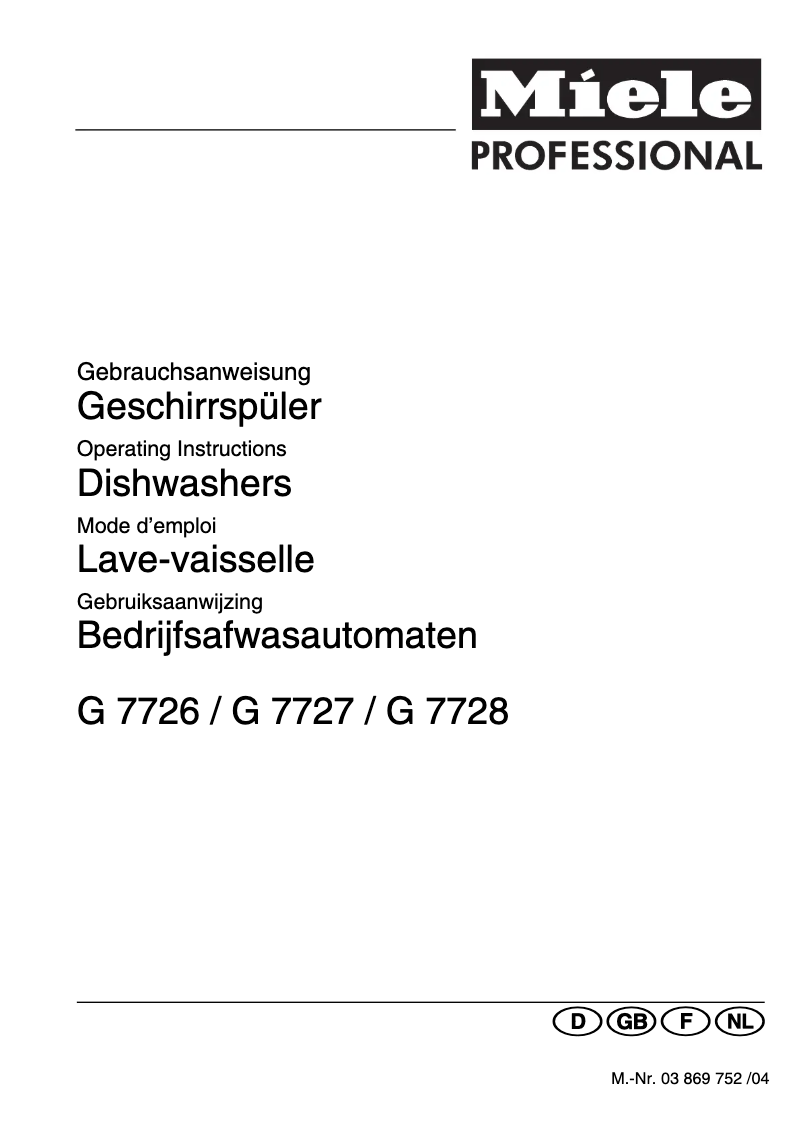 Image de la première page du manuel de l'appareil G 7726