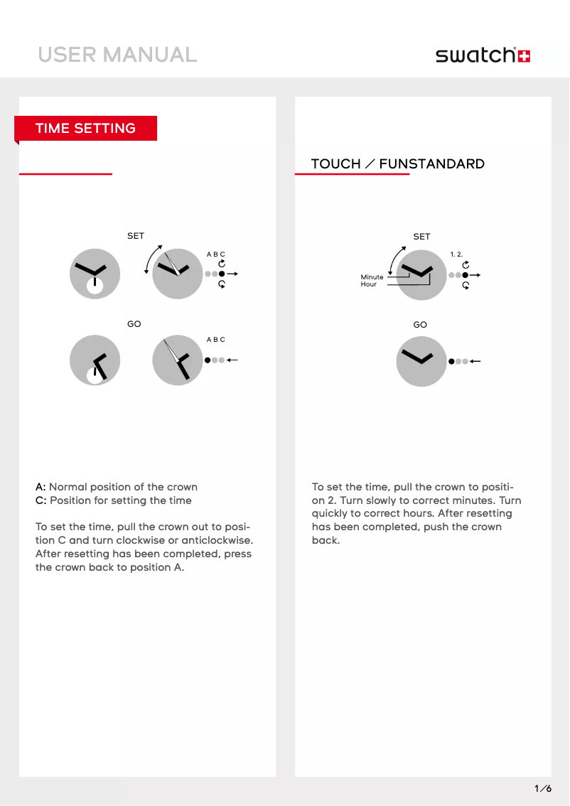 Page n°1 - Manuel utilisateur Swatch Tacoon GS155