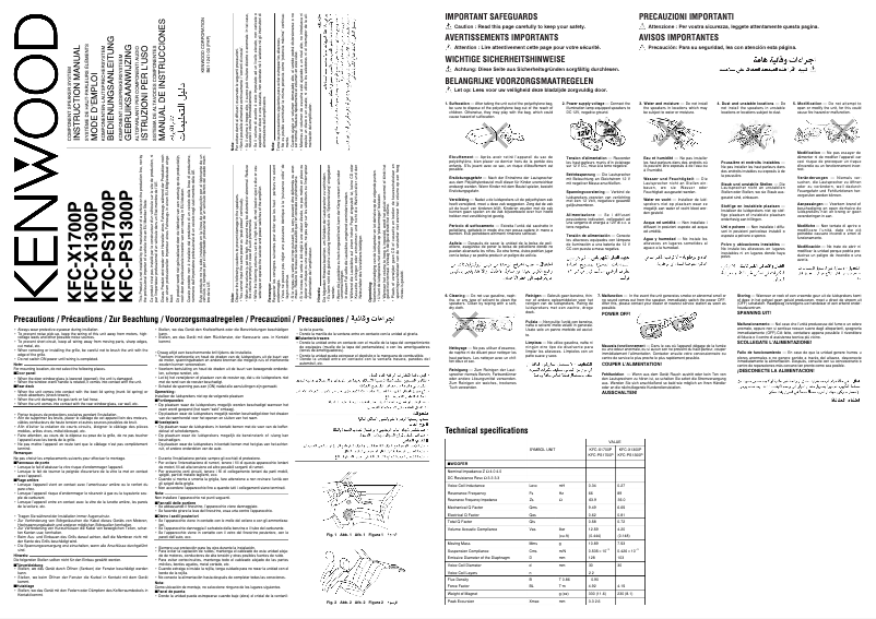 Page 1 de la notice Manuel utilisateur Kenwood KFC-X1700P