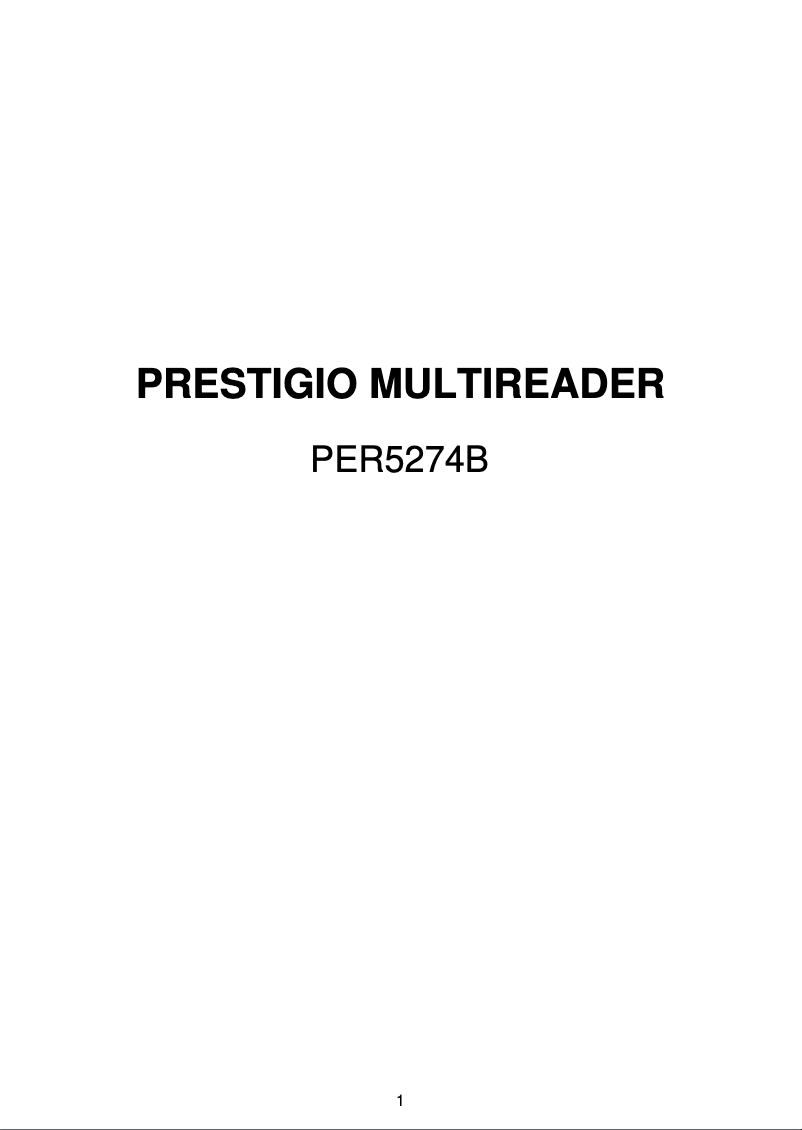 Page 1 de la notice Manuel utilisateur Prestigio MultiReader PER5274B