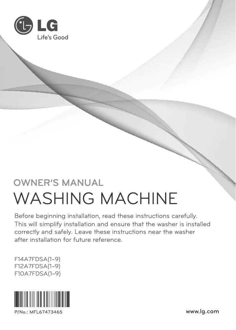 Page 1 de la notice Manuel utilisateur LG F14A7FDSA6