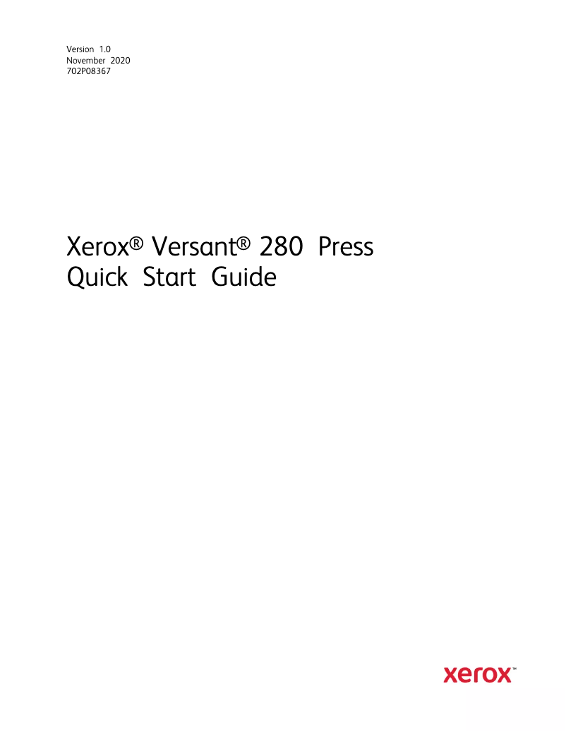 Page 1 de la notice Guide de démarrage rapide Xerox Versant 280 Press