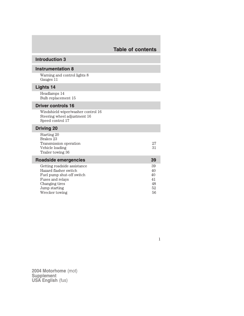 Image de la première page du manuel de l'appareil F-53 Motorhome Chassis (2004)