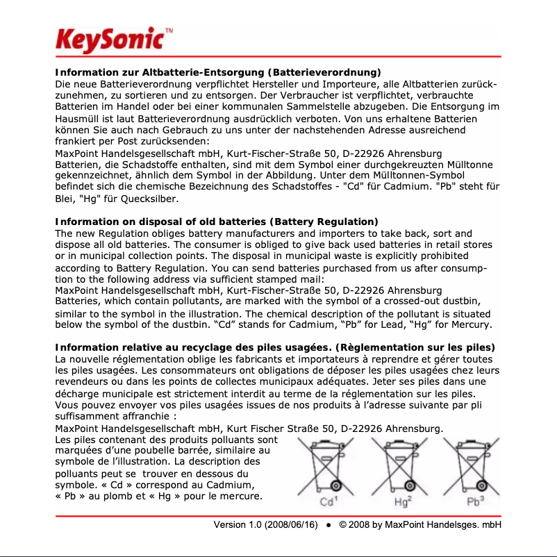 Image de la première page du manuel de l'appareil ACK-540 MAC-RF