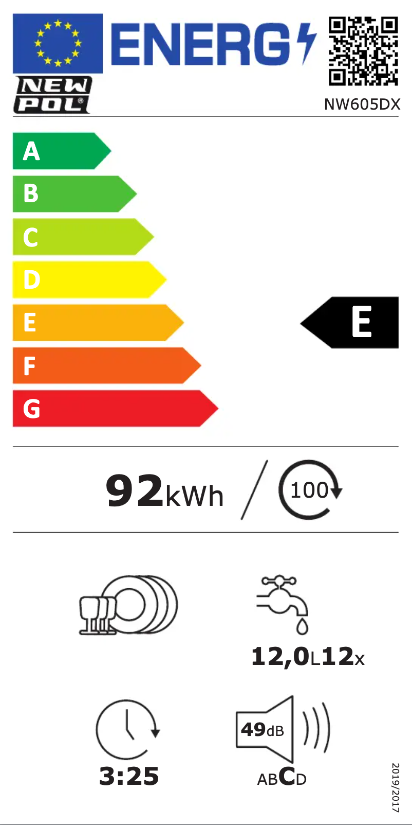 Page n°1 - Label énergétique New Pol NW605DX