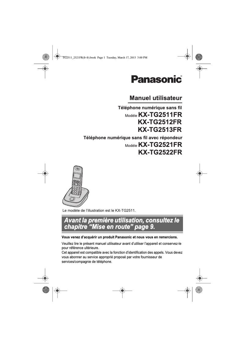 Image de la première page du manuel de l'appareil KX-TG2511