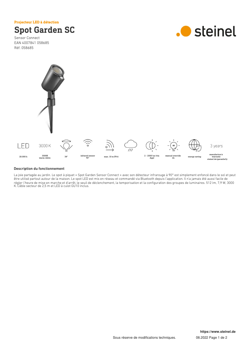 Image de la première page du manuel de l'appareil Spot Garden SC