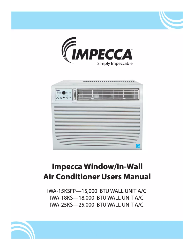 Page 1 de la notice Manuel utilisateur Impecca IWA-18KS