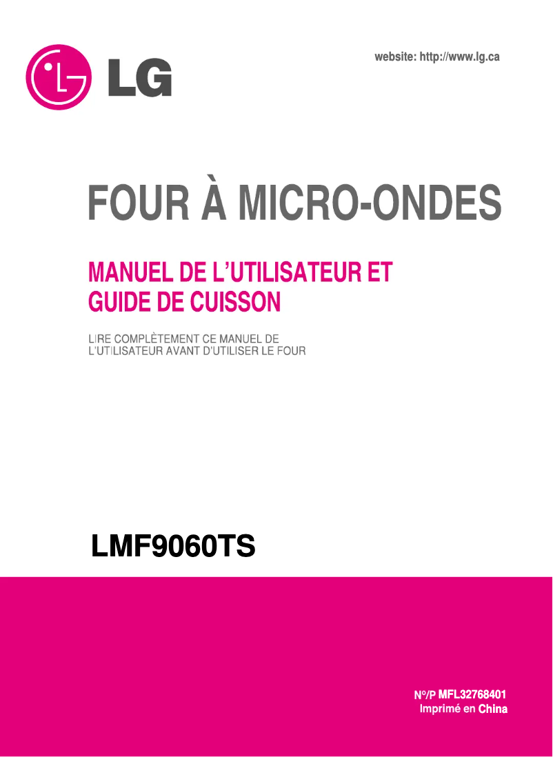 First page image of the manual for LMF9060TS