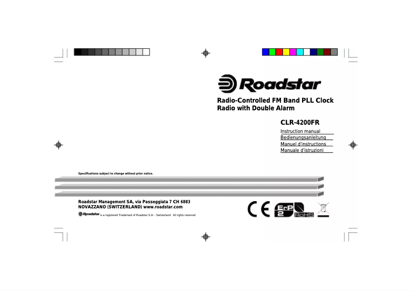 Page 1 de la notice Manuel utilisateur Roadstar CLR-4200