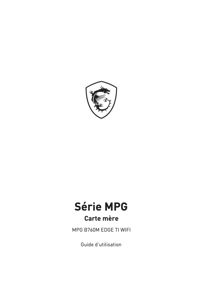 Page 1 de la notice Manuel utilisateur MSI MPG B760M EDGE TI WIFI