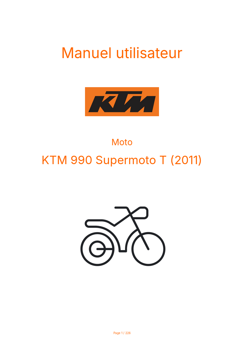Image de la première page du manuel de l'appareil 990 Supermoto T (2011)