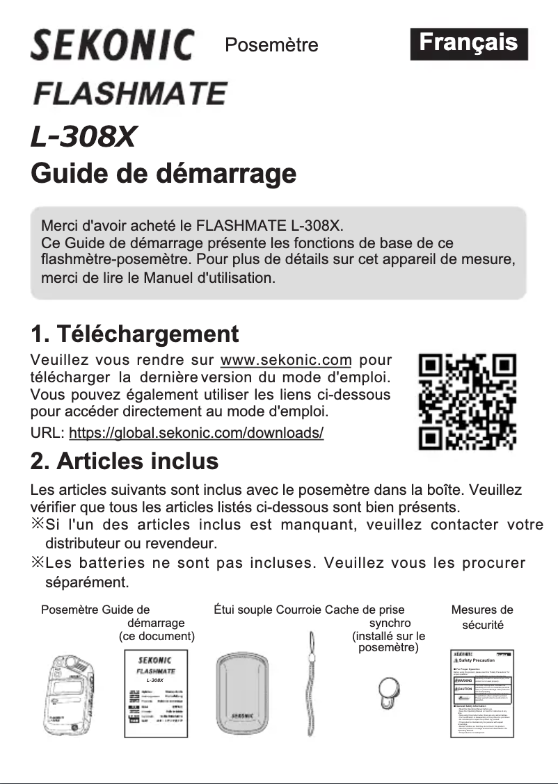Page n°1 - Guide d'installation Sekonic Flashmate L-308X