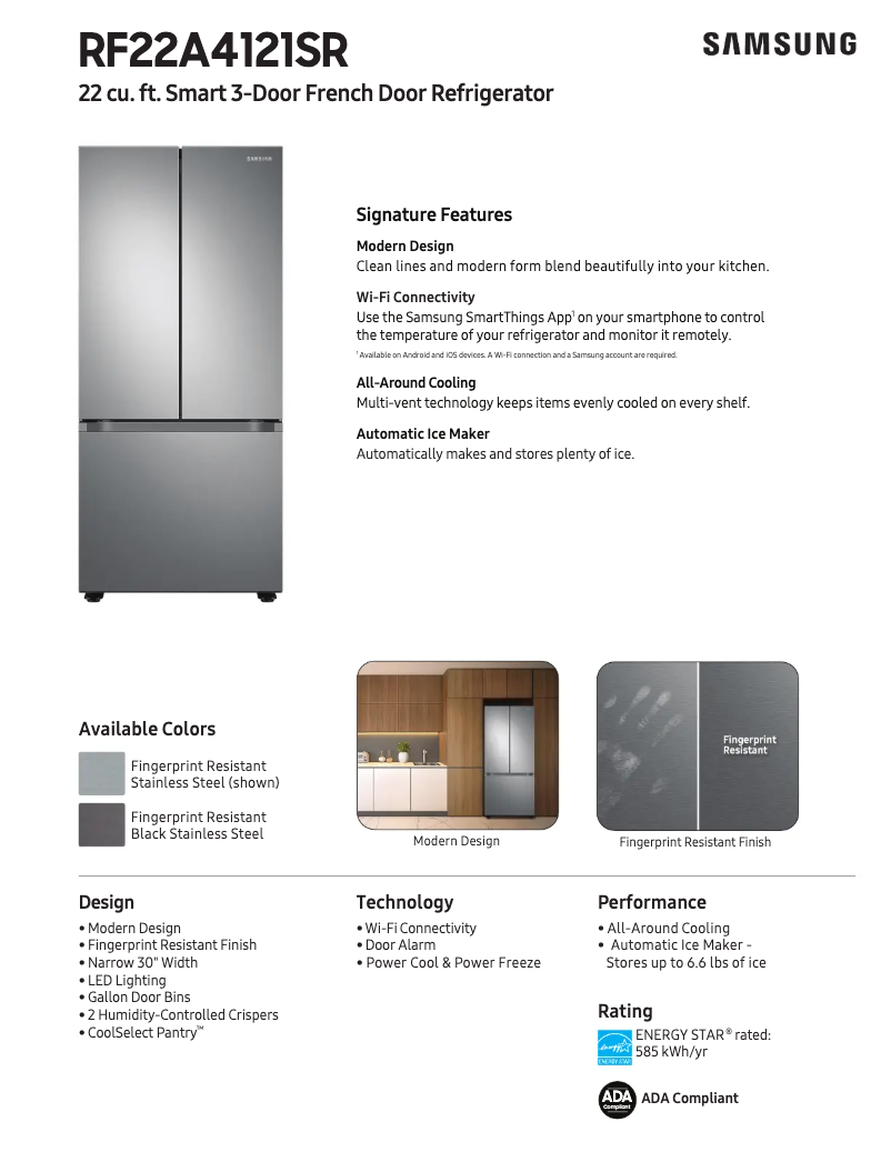 Page n°1 - Fiche technique Samsung RF22A4121SR