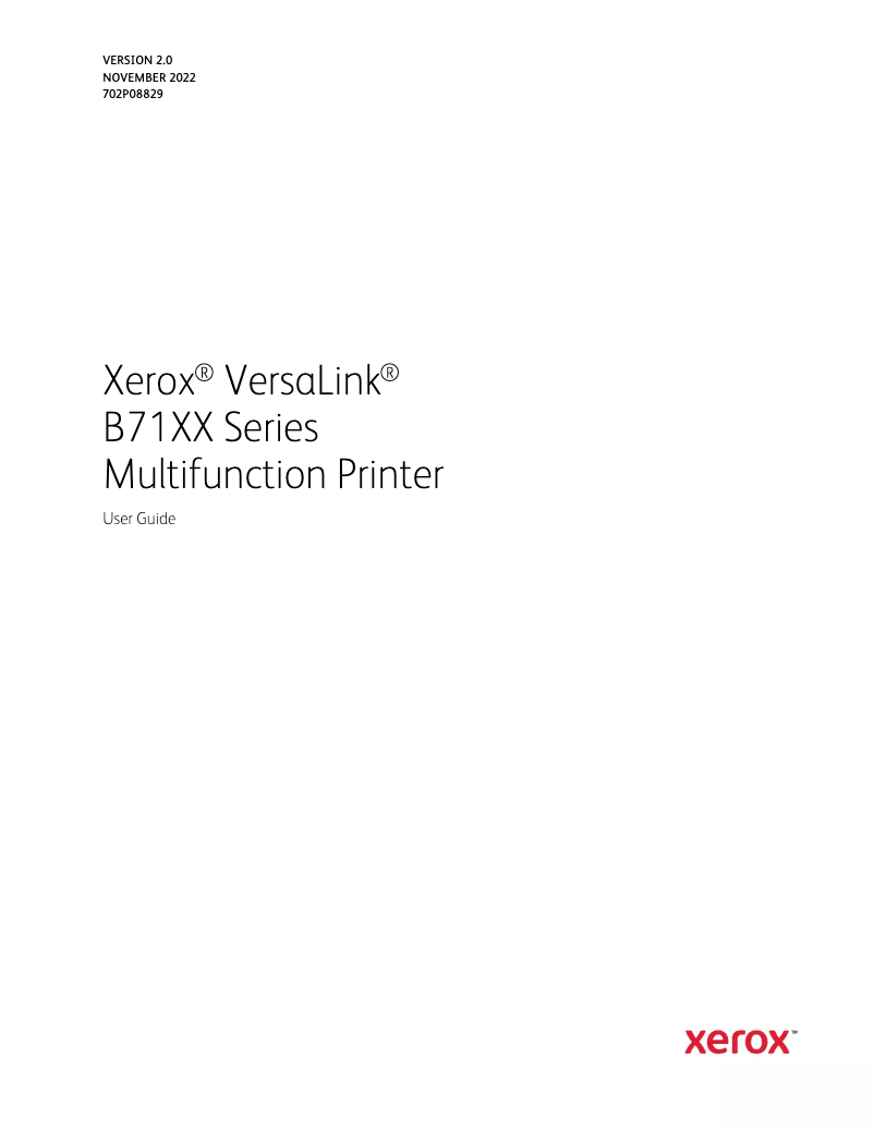 Page n°1 - Manuel utilisateur Xerox VersaLink B7130