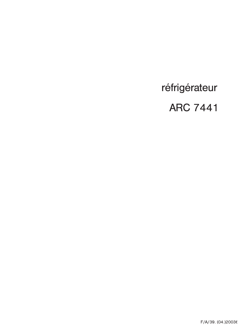 Image de la première page du manuel de l'appareil ARC7441