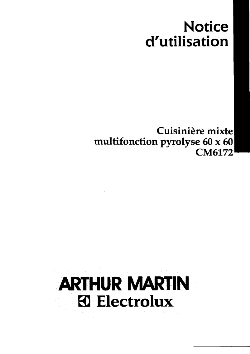 Page 1 de la notice Manuel utilisateur Arthur Martin-Electrolux CM6172