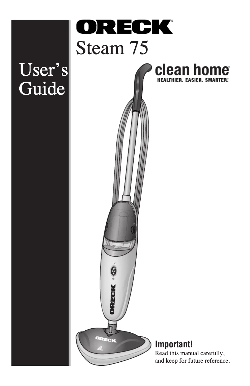 Page 1 de la notice Manuel utilisateur Oreck Steam 75