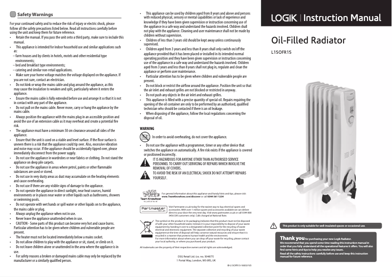 Imagen de la primera página del manual del dispositivo L15OFR15