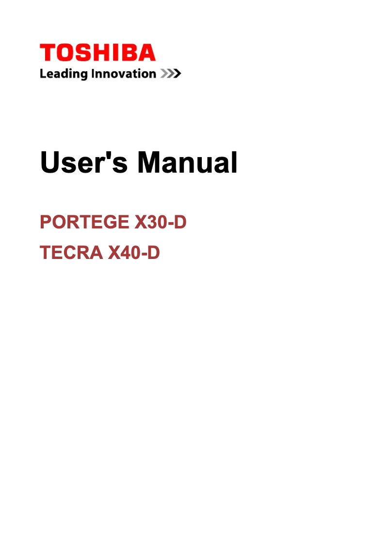 Page 1 de la notice Manuel utilisateur Toshiba Tecra X40