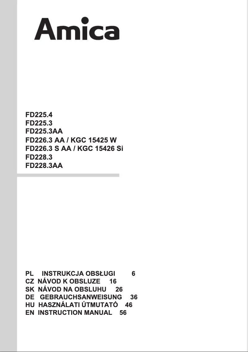 Page n°1 - Manuel utilisateur Amica FD225.4