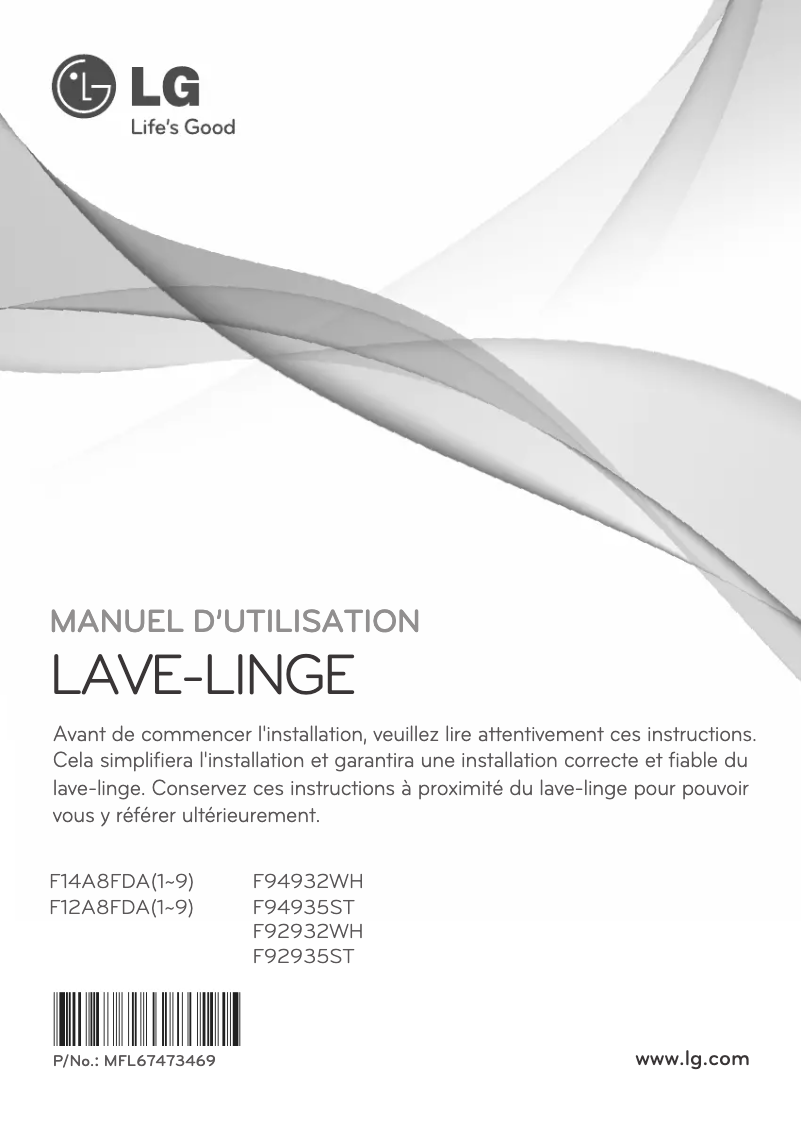 Page 1 de la notice Manuel utilisateur LG F94932WH
