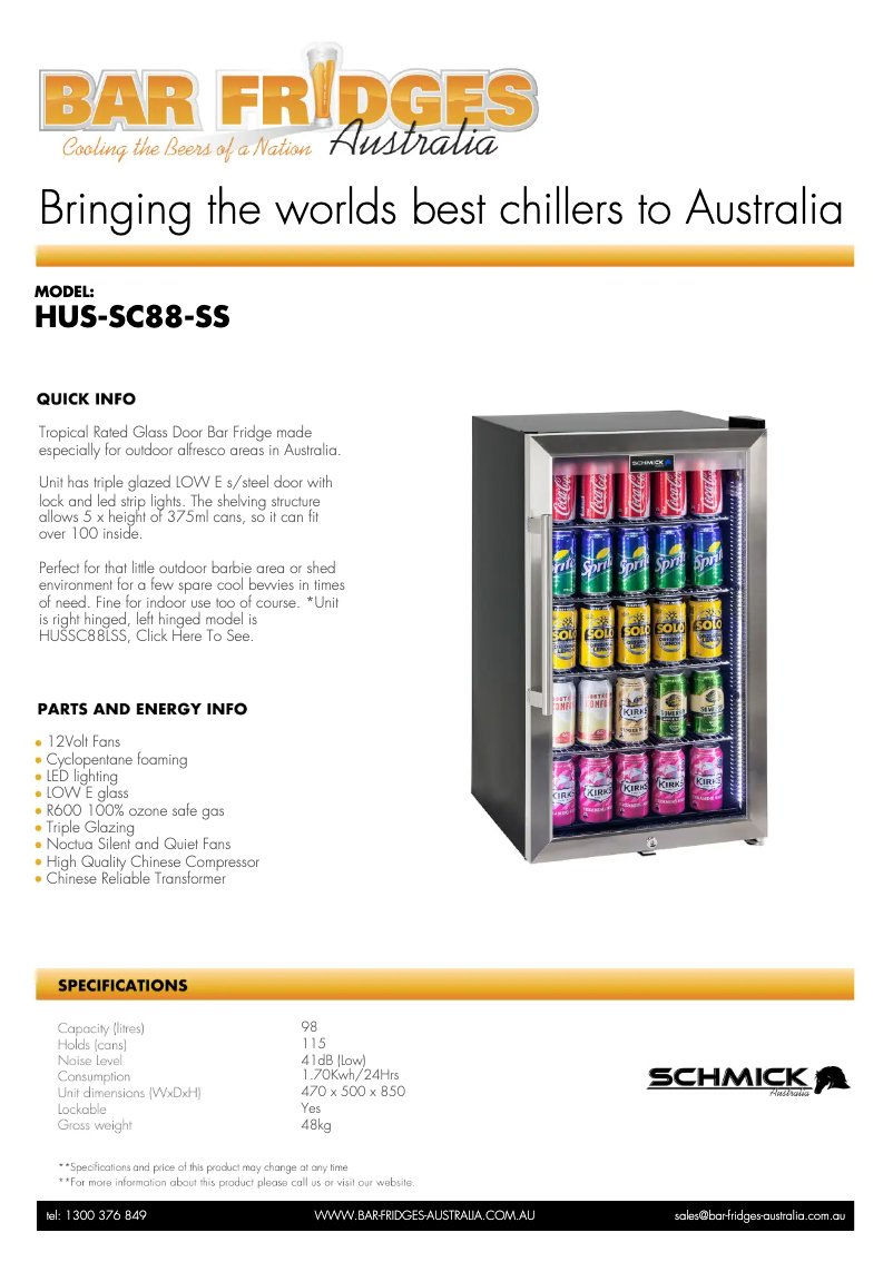 Página 1 del manual Ficha técnica Schmick HUS-SC88-SS