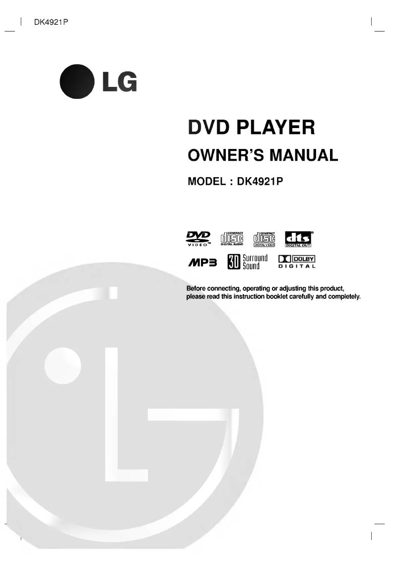 Page n°1 - Manuel utilisateur LG DK4921P