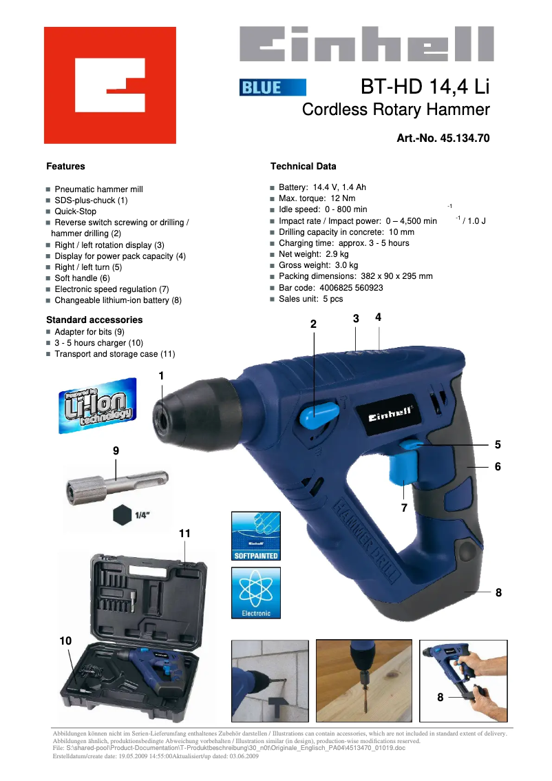 Page n°1 - Manuel utilisateur Einhell BT-HD 14,4 Li